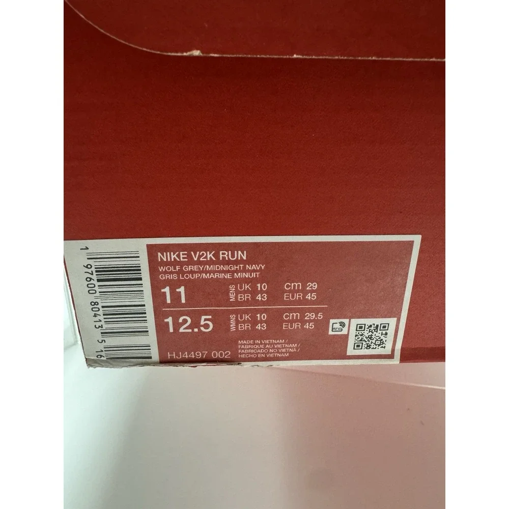 Brand New Nike V2K Run Wolf Grey Midnight Navy Blue HJ4497-002 Men's Size 11